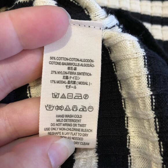 Free People Gidget black white colored striped ribbed knit dress Extra Small XS - Picture 14 of 14